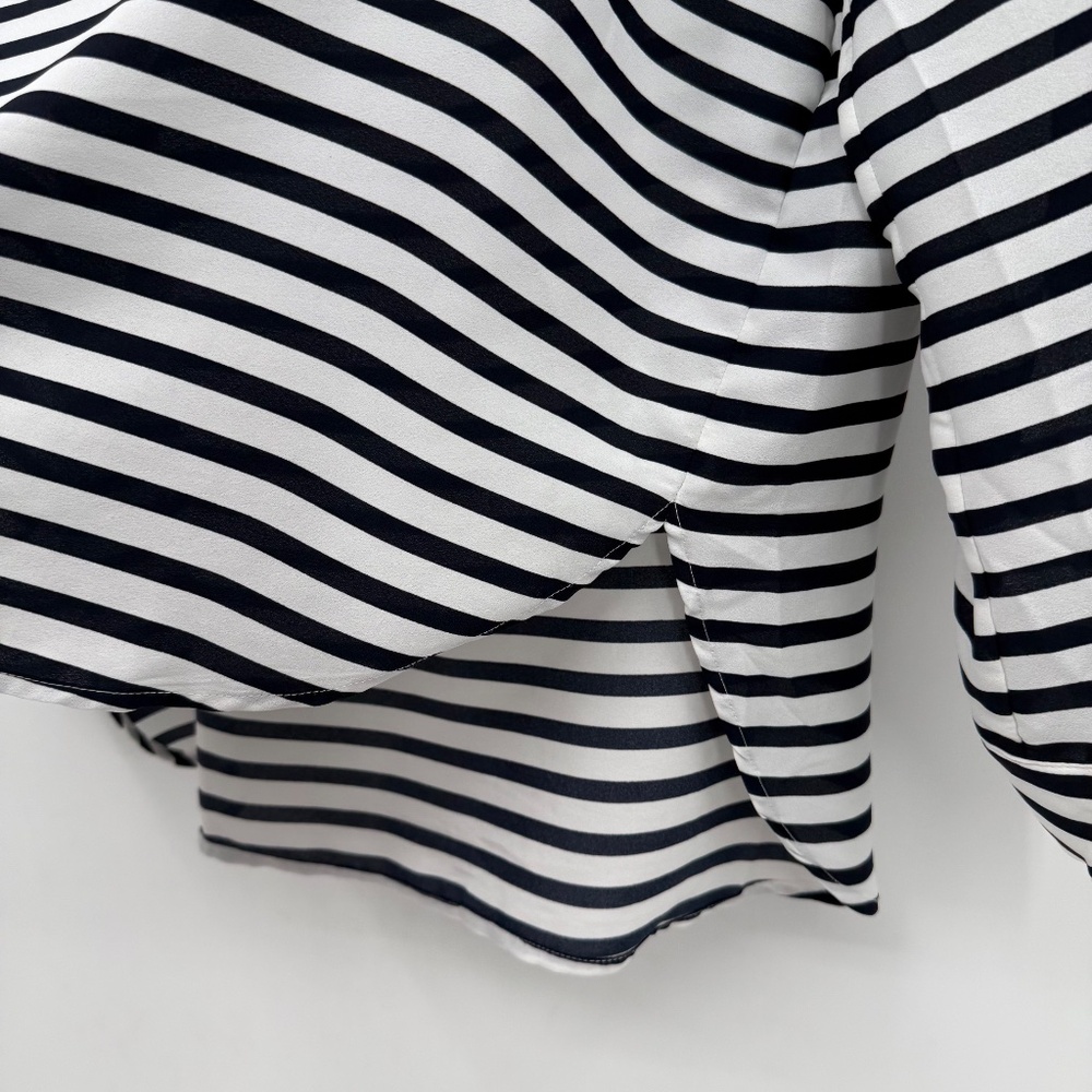 Loft Top Women Large Blue Striped Long Sleeve Sheer Nautical Coastal Lightweight - Picture 6 of 12